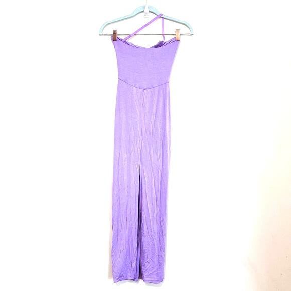Natalie Rolt Violetta Milkmade Dress Size 0 Purple Bamboo One Shoulder Stretch - Picture 5 of 11